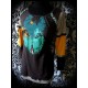 Brown green yellow tunic top Threadless wolf - size S/M