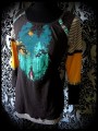 Brown green yellow tunic top Threadless wolf - size S/M