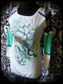 White blue mint yellow tunic top Threadless ship octopus - size S/M