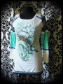 White blue mint yellow tunic top Threadless ship octopus - size S/M