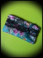 Petite pochette zippée motif floral bleu canard 