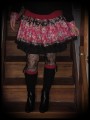 Red/black/pink ruffled mini skirt floral print - size S/M