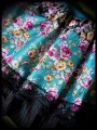 Teal/black ruffled mini skirt floral print - size S/M