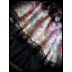 Beige/black/cream ruffled mini skirt floral print - size M/L