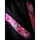 Jupe noire ceinture rose motif floral - taille S/M