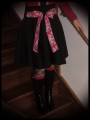 Jupe noire ceinture rose motif floral - taille S/M