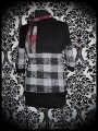 Black hooded sweater grey/dark red plaid details - size XS/S