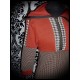 Orange hooded sweater brown gingham details - size S/M