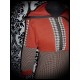 Sweat capuche maille orange brique détails vichy marron - taille S/M