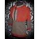 Sweat capuche maille orange brique détails vichy marron - taille S/M