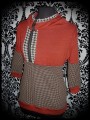 Orange hooded sweater brown gingham details - size S/M