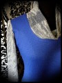 Sweat bleu roi grand col détails chinés bleu/blanc - taille S/M