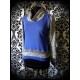 Royal blue sweater w/ cowl neck marbled blue/gray details - size S/M