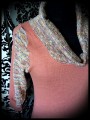 Peach sweater w/ cowl neck beige/orange/gold details - size S/M