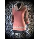 Sweat pêche grand col détails multicolores beige/orange/doré - taille S/M