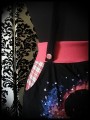 Black/coral pink strap skirt with pockets Threadless print - size M/L