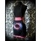 Black/coral pink strap skirt with pockets Threadless print - size M/L