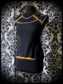 Black top grey yellow taupe details - size S/M