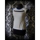 Light grey top blue white black details - size S/M