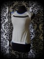 Light grey top blue white black details - size S/M