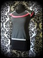 Dark grey top black light grey coral pink details - size M/L