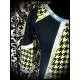 Robe pied de poule noir/vert anis - taille S/M