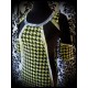 Robe pied de poule noir/vert anis - taille S/M