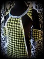 Black/lime green houndstooth dress - size S/M