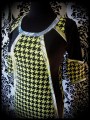 Robe pied de poule noir/vert anis - taille S/M