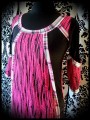 Robe rayée rose vif / noir détails carreaux - taille S/M