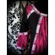 Robe rayée rose vif / noir détails carreaux - taille S/M