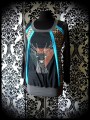 Black grey turquoise top dots details deer print - size S/M