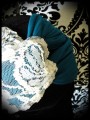 Teal / cream lace twisted turban