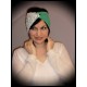 Green / cream lace twisted turban