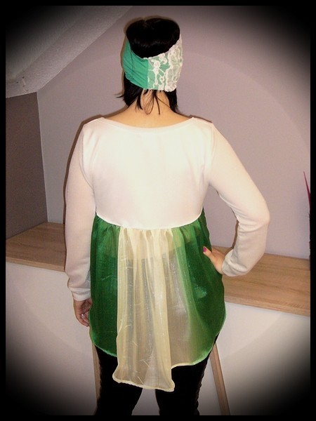 Haut crème doré dos mousseline vert - taille M/L