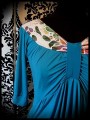 Teal draped dress with open back - size S/M