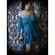 Teal draped dress with open back - size S/M