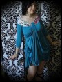 Teal draped dress with open back - size S/M
