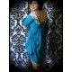 Teal draped dress with open back - size S/M