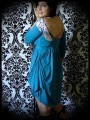 Teal draped dress with open back - size S/M