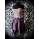 Dust pink plum strapless dress with off white lace details - size XS/S