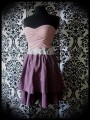 Dust pink plum strapless dress with off white lace details - size XS/S