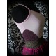 Robe fines bretelles rose pâle rose vif détail dentelle marron - taille S/M