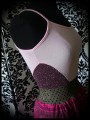 Light pink / hot pink dress with brown lace details - size S/M