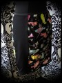 Black wiggle skirt multicolored birds print - size M