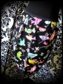 Black wiggle skirt multicolored birds print - size M