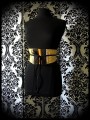 Ceinture obi jaune noir détails beige et moutarde - taille unique