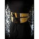 Yellow / black obi belt beige mustard details - one size fits most