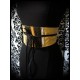 Ceinture obi jaune noir détails beige et moutarde - taille unique