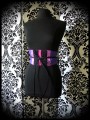 Purple / black obi belt light pink hot pink details - one size fits most